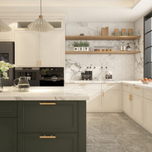 Neutral Slim Shaker Cabinets with Classic Appeal
