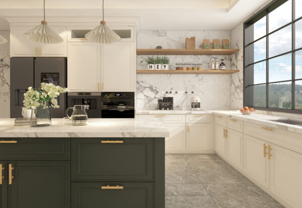 Neutral Slim Shaker Cabinets with Classic Appeal