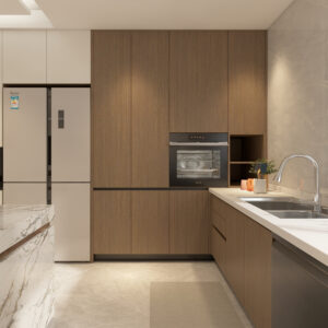 Minimalism Wood Modern L-Shaped Kitchen Cabinets