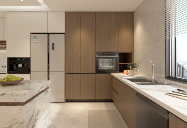 Minimalism Wood Modern L-Shaped Kitchen Cabinets