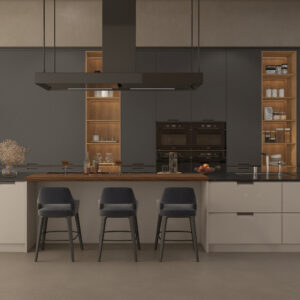 Handleless Island Cabinets with Optimized Prep Zones