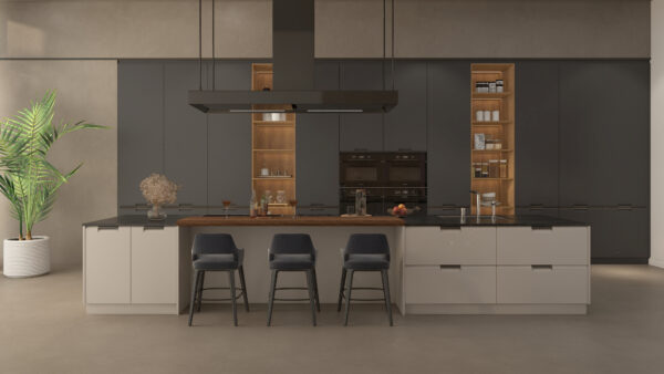 Handleless Island Cabinets with Optimized Prep Zones
