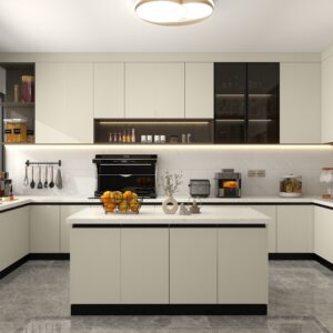 Modern White Lacquer Gallery Kitchen Cabinets