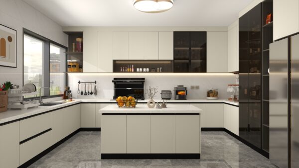 Modern White Lacquer Gallery Kitchen Cabinets