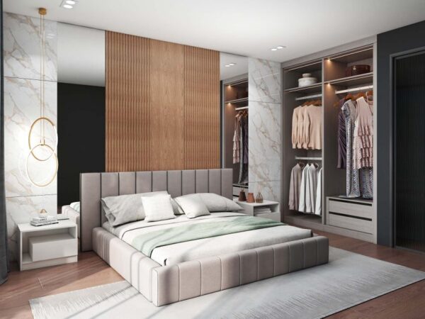 Black Melamine Modern Hinged Wardrobes with Glass Doors