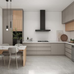 Contemporary Charm with Modern Grey Kitchen Cabinets