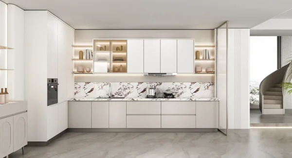 Modern Dark Laminate Gray Kitchen Cabinets with Island