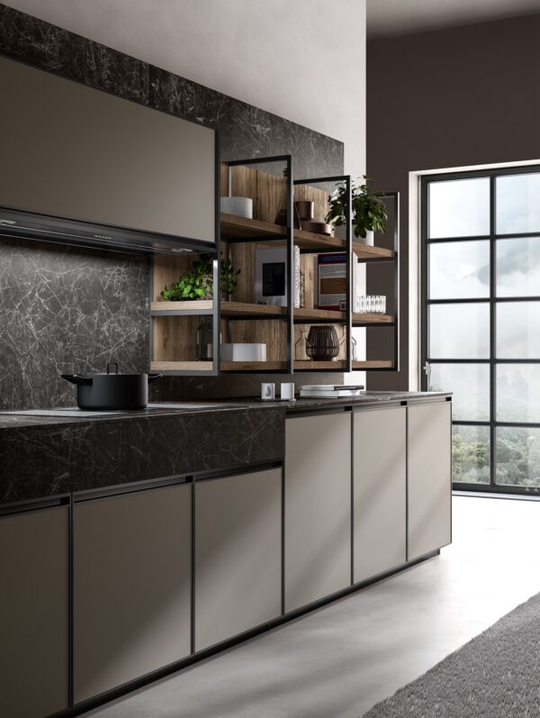 Modern Two-tone Island Marble Kitchen Cabinet