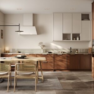 Modern Light Wood Kitchen Cabinets with White Touches