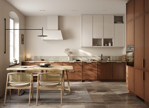 Modern Light Wood Kitchen Cabinets with White Touches