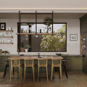 Handleless Island Cabinets with Optimized Prep Zones