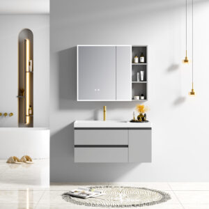 High-Gloss Emerald Green Lacquer Bathroom Cabinets in Contemporary Design