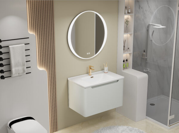 Modern White Lacquer Plywood Bathroom Vanity