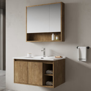 Industrial-Chic Concrete-Look Plywood Vanity in Urban Decor