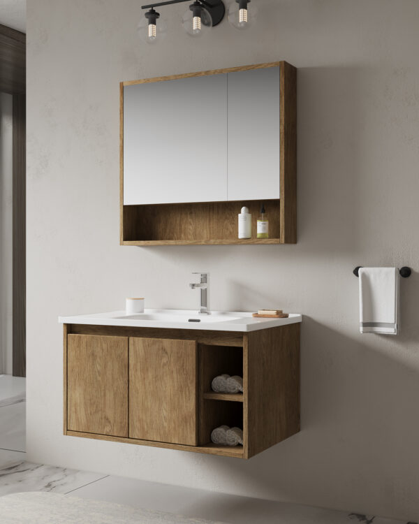 Industrial-Chic Concrete-Look Plywood Vanity in Urban Decor