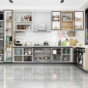 Modern Gallery Black Kitchen Cabinets with Island