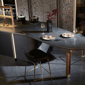 Modern Blue L-shape Plywood Kitchen Cabinet