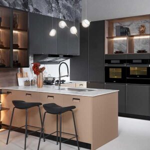 Modern Gallery Wood Veneer Kitchen Cabinets