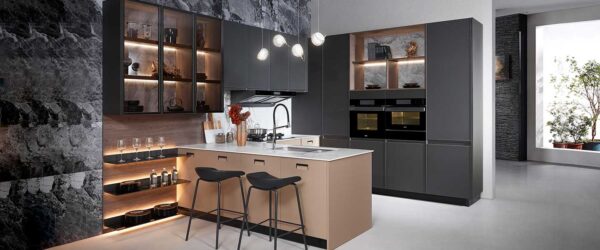Modern Gallery Wood Veneer Kitchen Cabinets