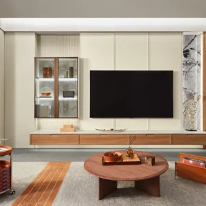 Retro Maillard Style Full-House Furniture: Walnut & White Elegance