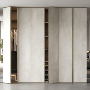 Contemporary Matte White Sliding Door Wardrobe with Built-in Lighting
