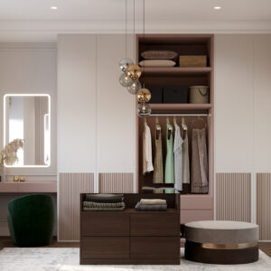 Industrial Metal Frame Glass Door Wardrobe with Rustic Wood Shelves