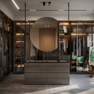 Bohemian Rattan Sliding Door Wardrobe with Wicker Basket Storage