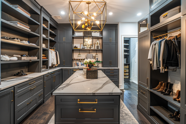 Contemporary Gray Matte Wardrobe with Floor-to-Ceiling Glass Doors