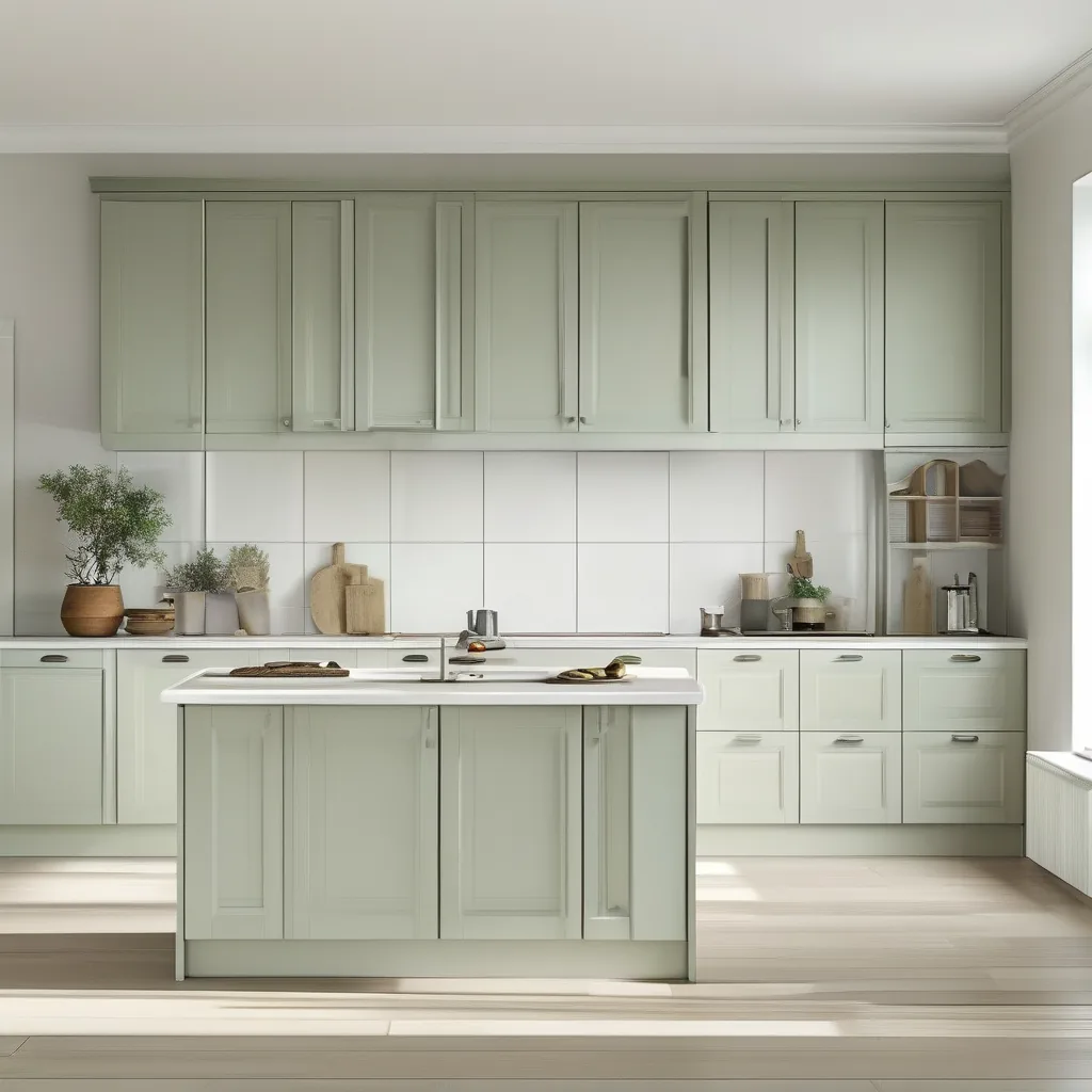 Soft sage green kitchen