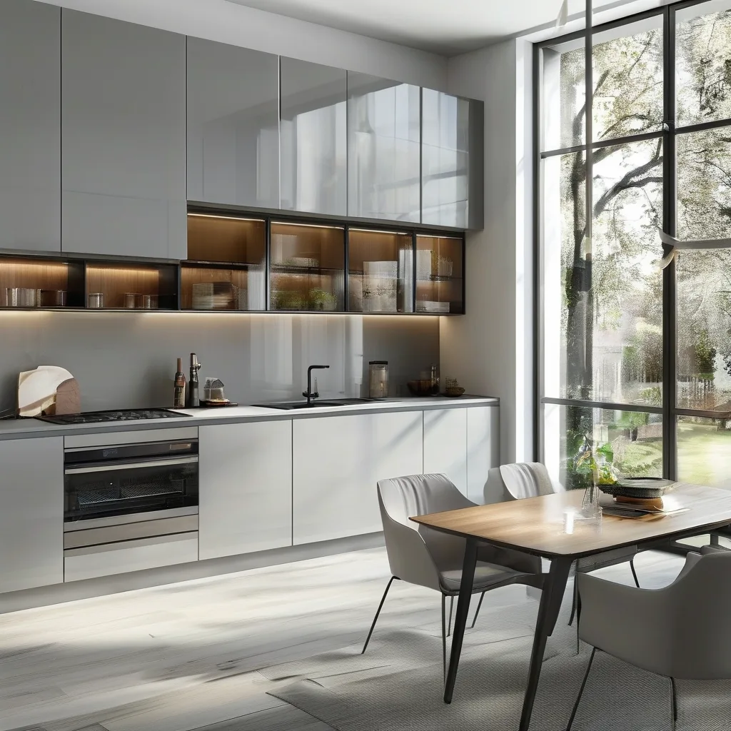 Modern grey handle-less kitchen