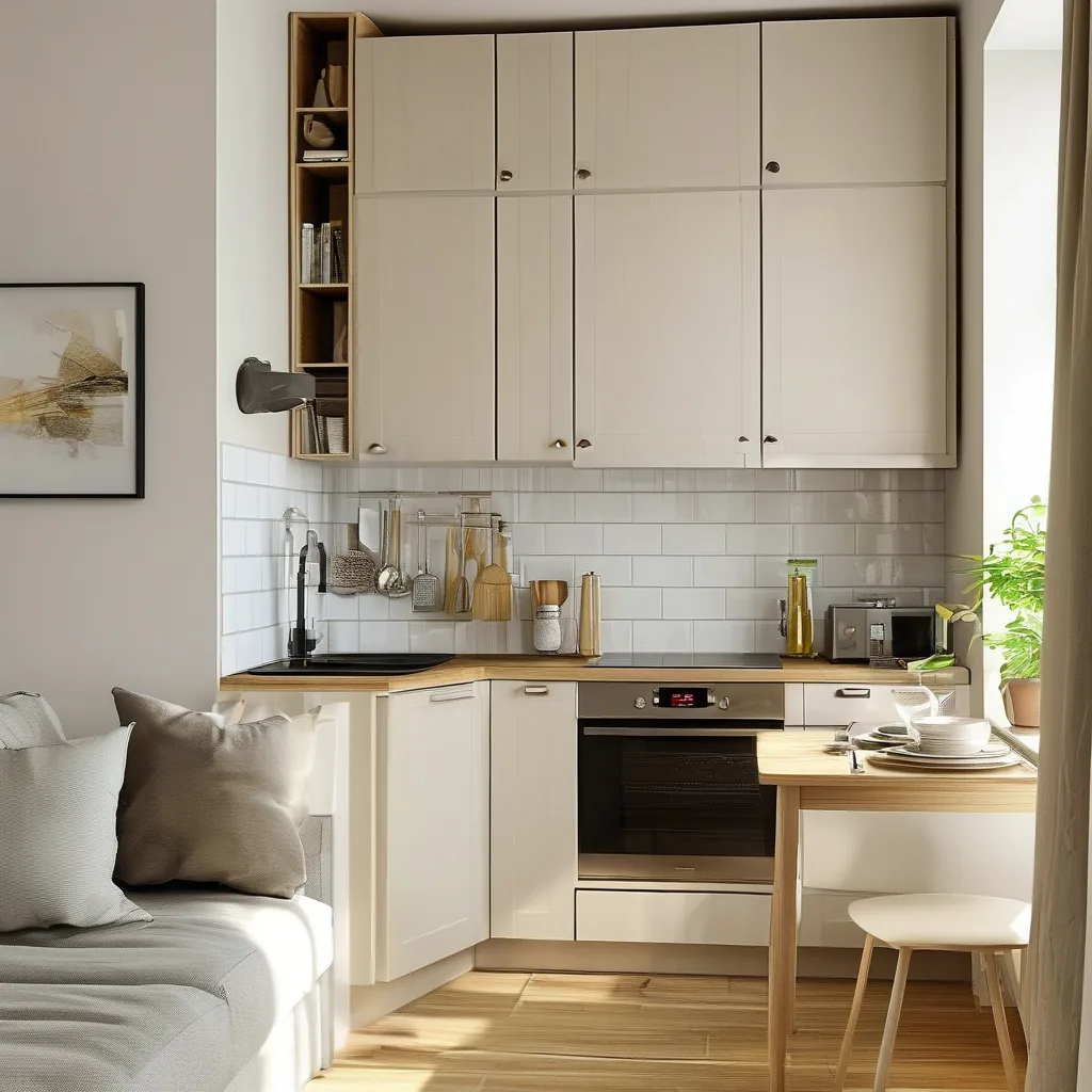 Compact one-wall kitchen layout in a small apartment