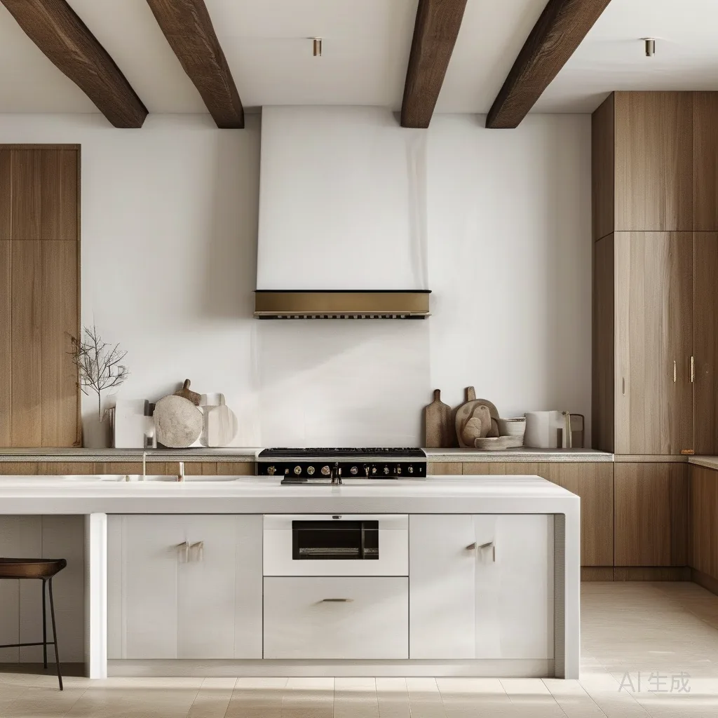 Kitchen style vignettes: minimalist white-grey, black-gold luxe, warm wood veneer